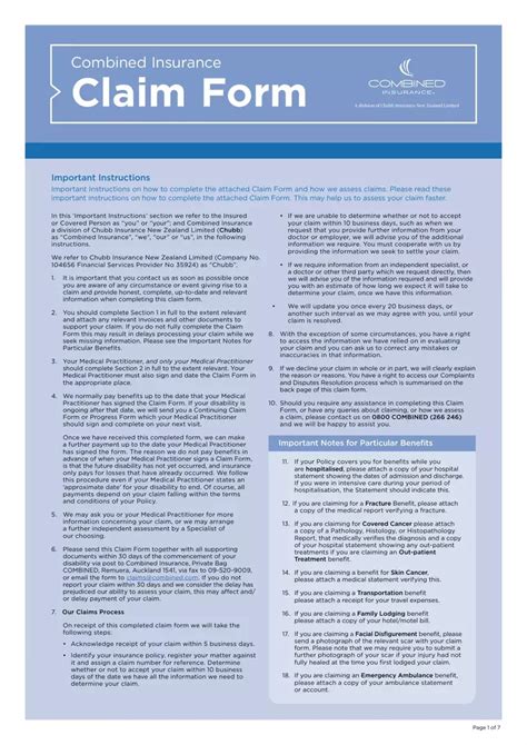 combined insurance nz|combined insurance sickness claim form.